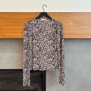 & other stories Long Sleeve Mesh Floral Print Top, Size S
